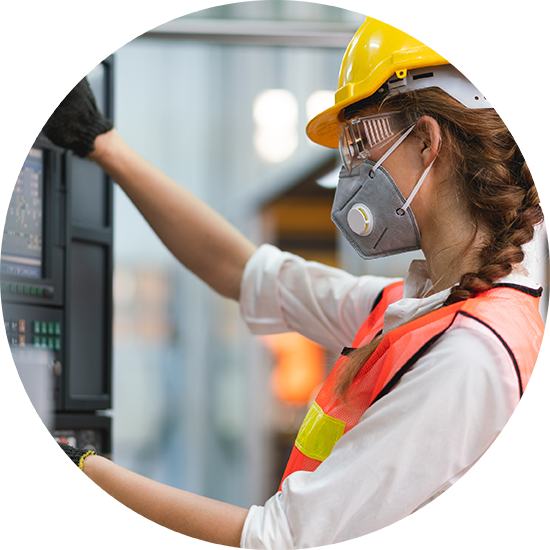 factory worker with hardhat