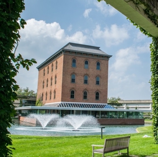 building with fountain