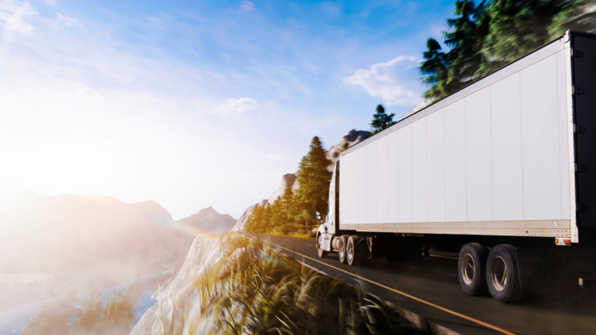 Truck driving on a large mountain