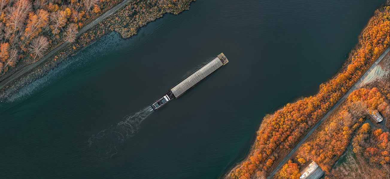 Workboat in waterway