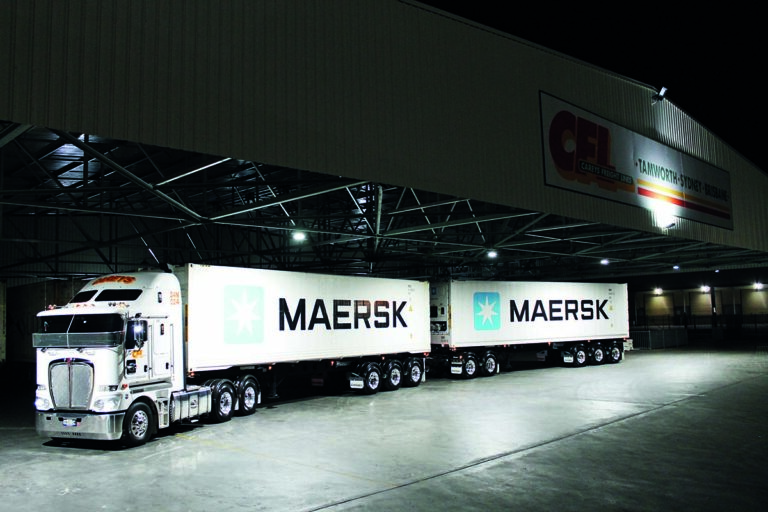 2 semis parked outside