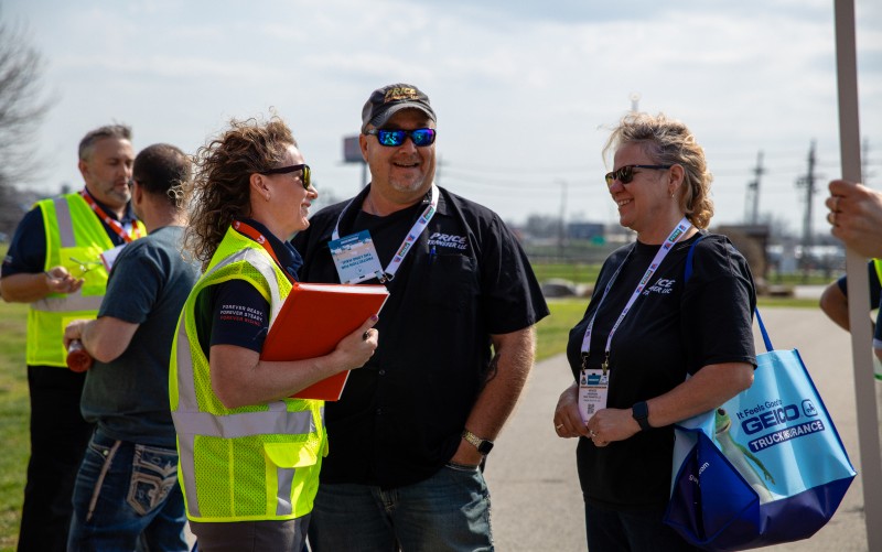 Crowd talking together at the Mid-America Trucking Show
