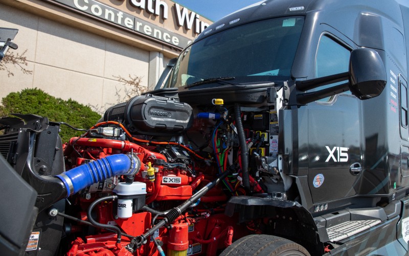 Truck exposing Cummins X15 engine