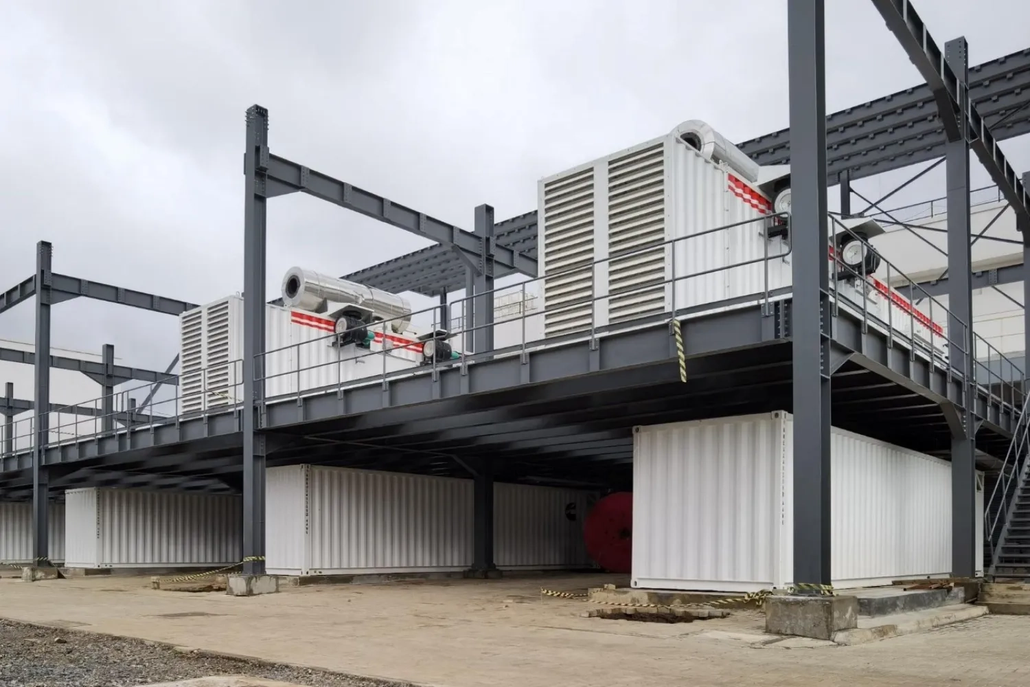 gen sets stacked outside data center