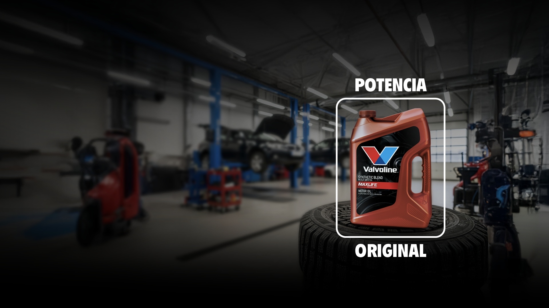 valvoline oil bottle in service garage