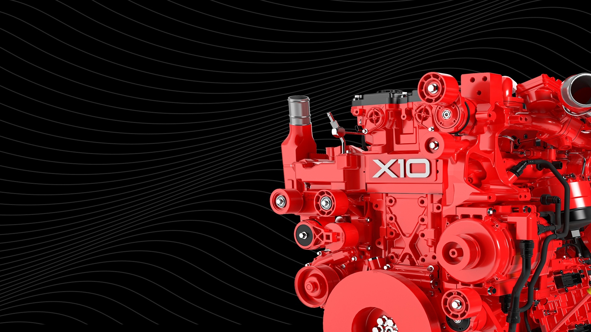 red cummins truck engine
