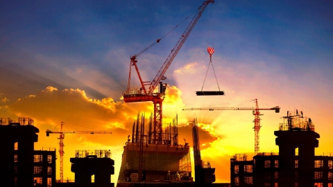 construction site during sunset