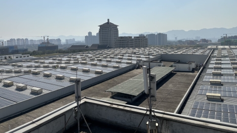 solar panels on top of building