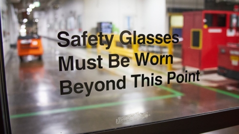 safety message on glass window