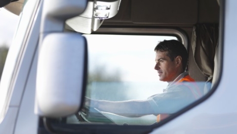 Truck driver focusing on the road