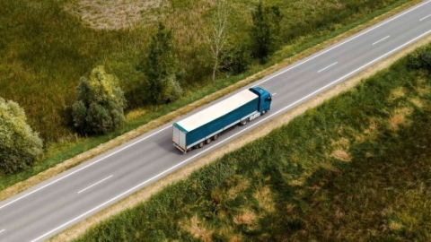 Truck driving on highway