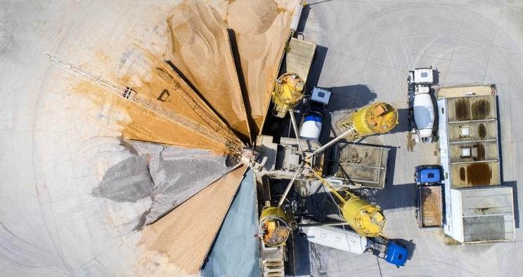 Sky view of mining equipment