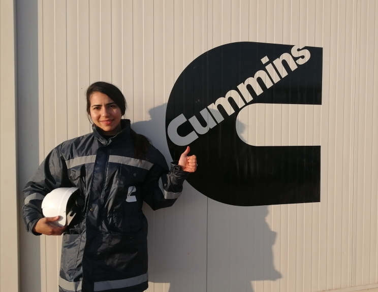 Meryem Hajli posing with Cummins logo