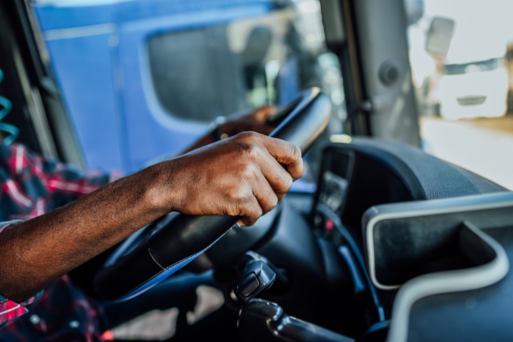 Inside cab of a truck 