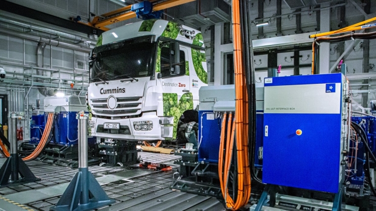 medium duty truck in testing facility
