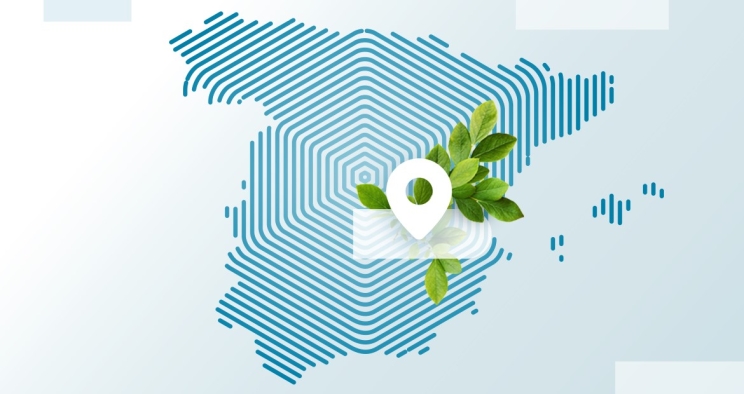 pin dropped on Spain on a map