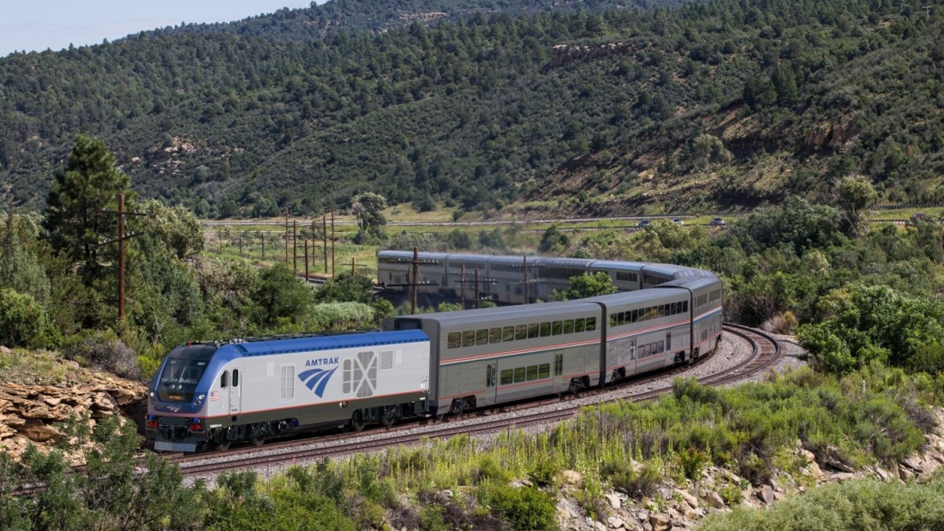 AMTRAK rail car on track
