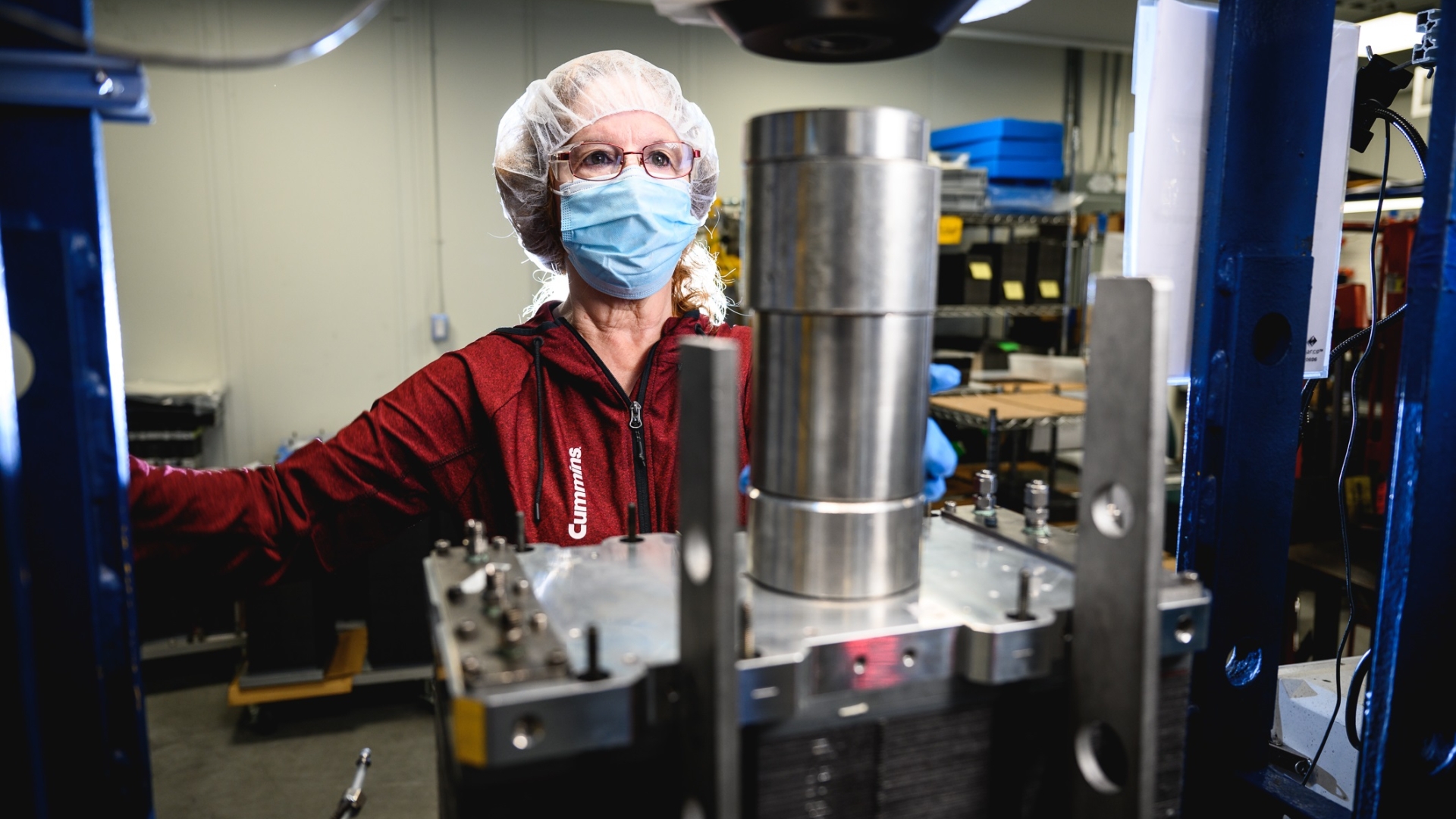 An employee works at the Cummins Fuel Cell & Hydrogen Technology campus in Mississauga, Ontario (Canada).