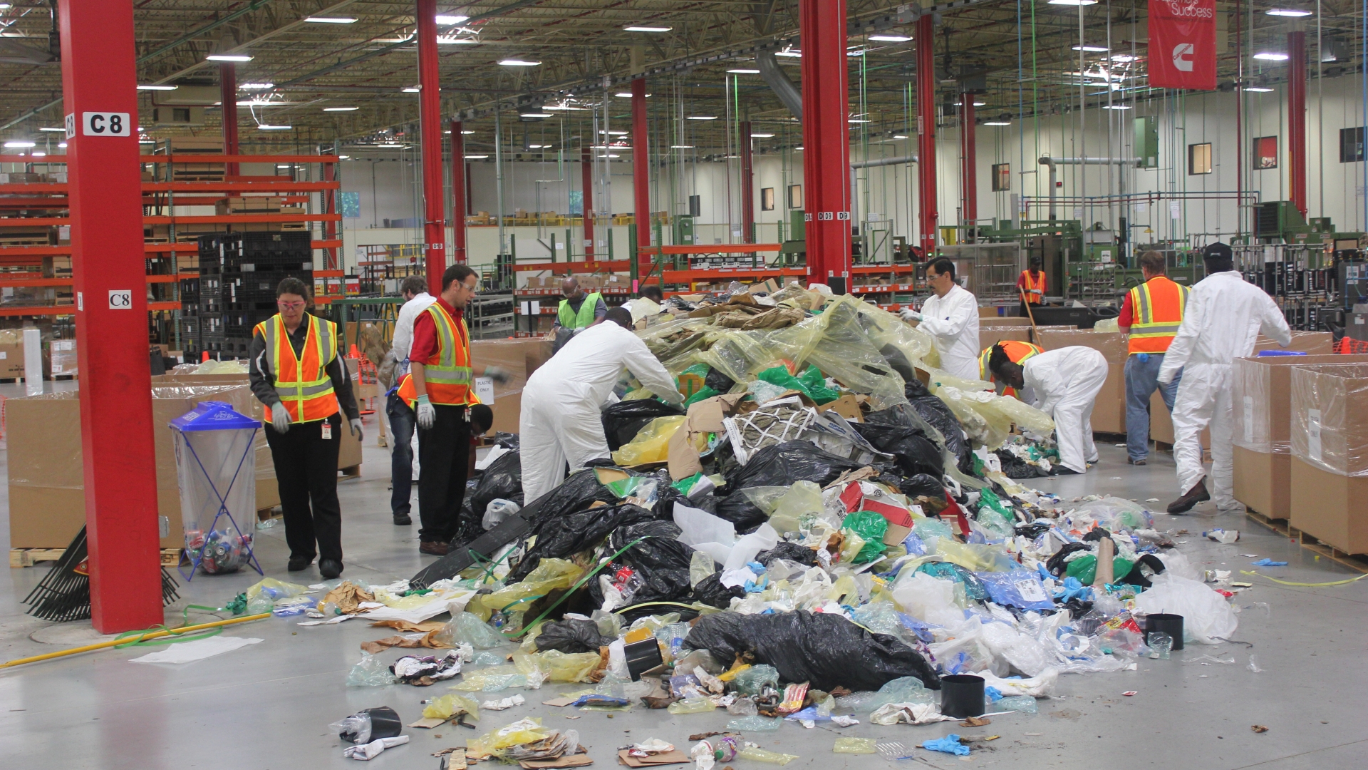 Cummins employees in Charleston, South Carolina, performed a dumpster dive to learn more about their waste stream during a previous celebration of June Environmental Month.