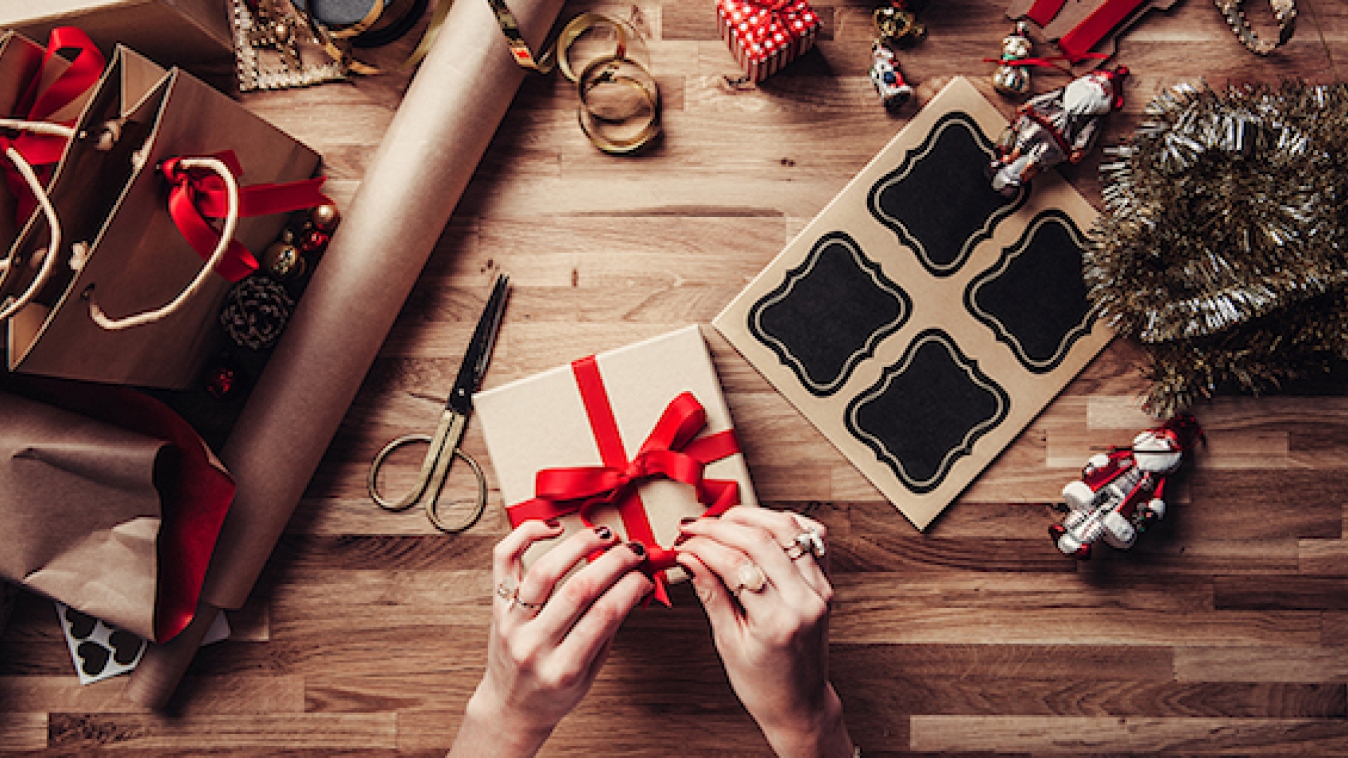 wrapping holiday gifts