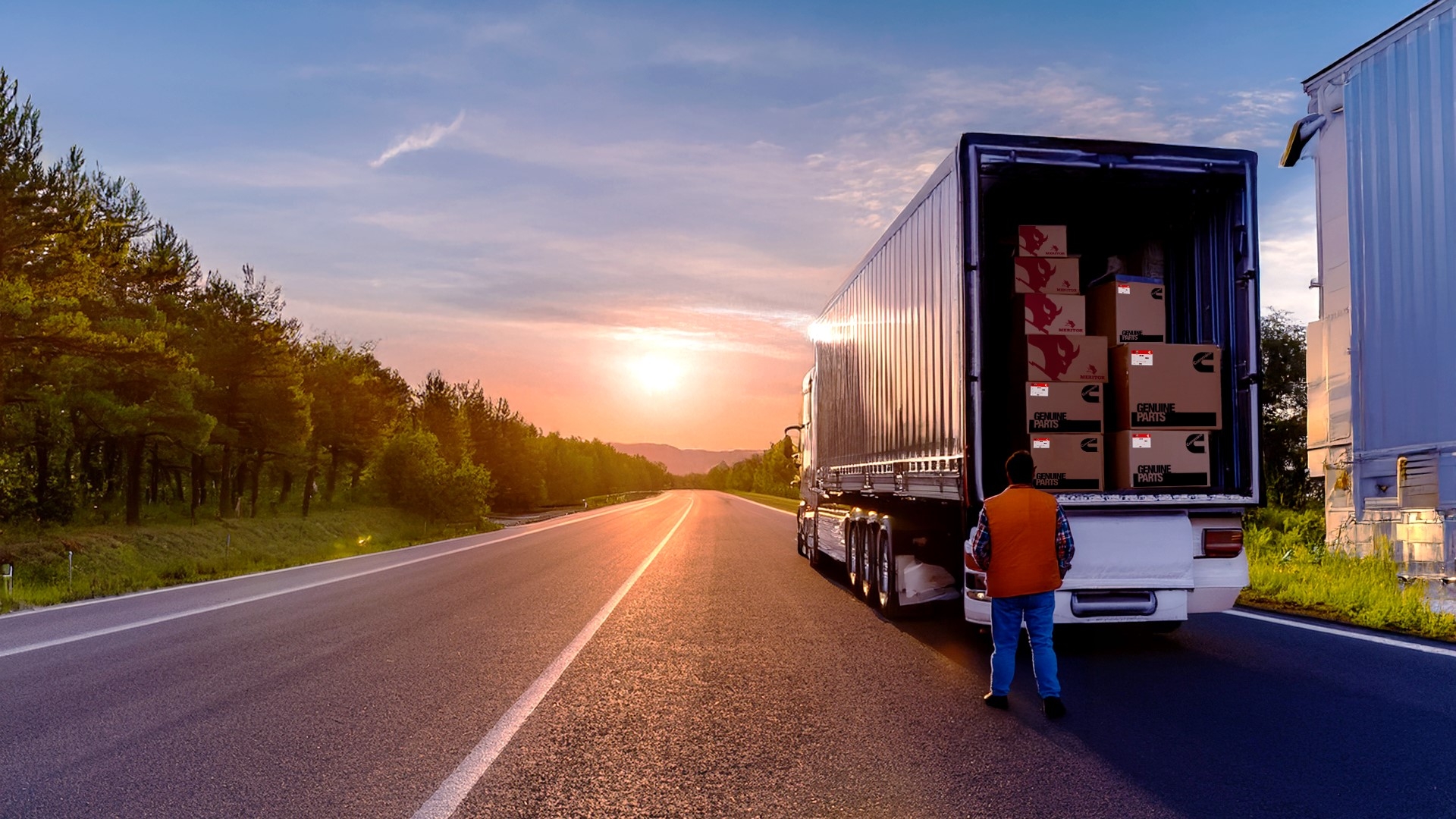 Truck loaded with boxes of Cummins Genuine Parts 