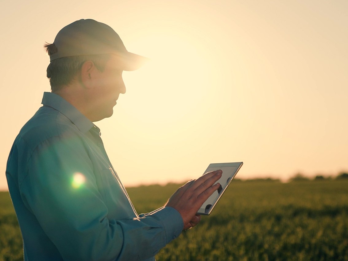 man with tablet on jobsite