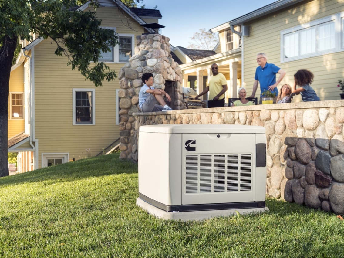 Cummins HSB product next to a family having a picnic