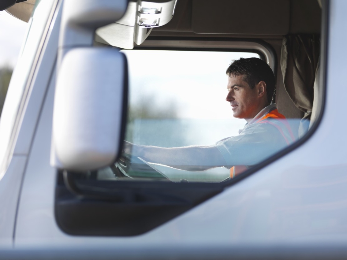 Truck driver focusing on the road