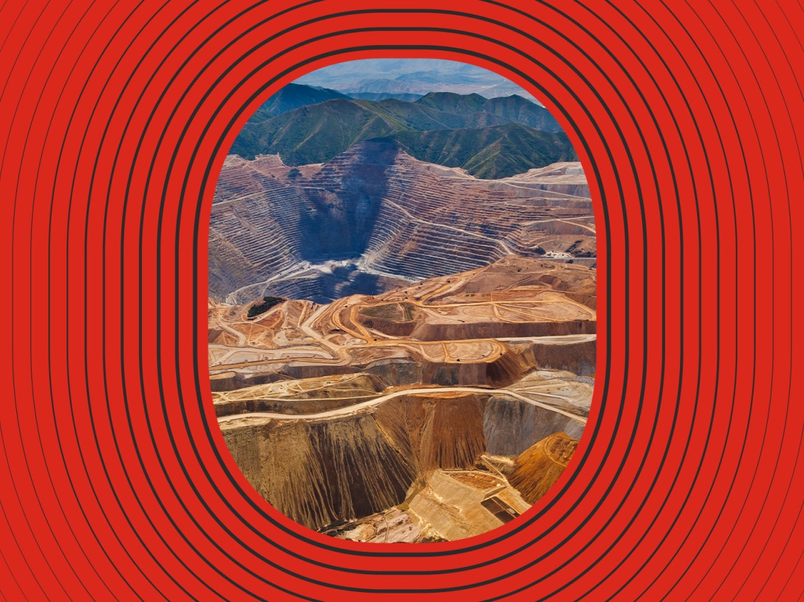 Mining quarry with mountains in the background