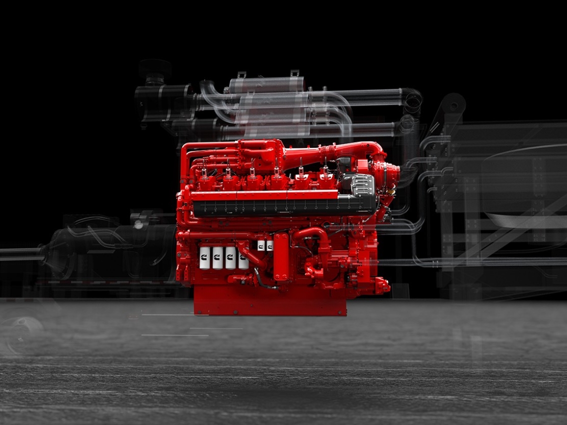 HSK78G engine shown in profile with surrounding system components illustrated in the background.